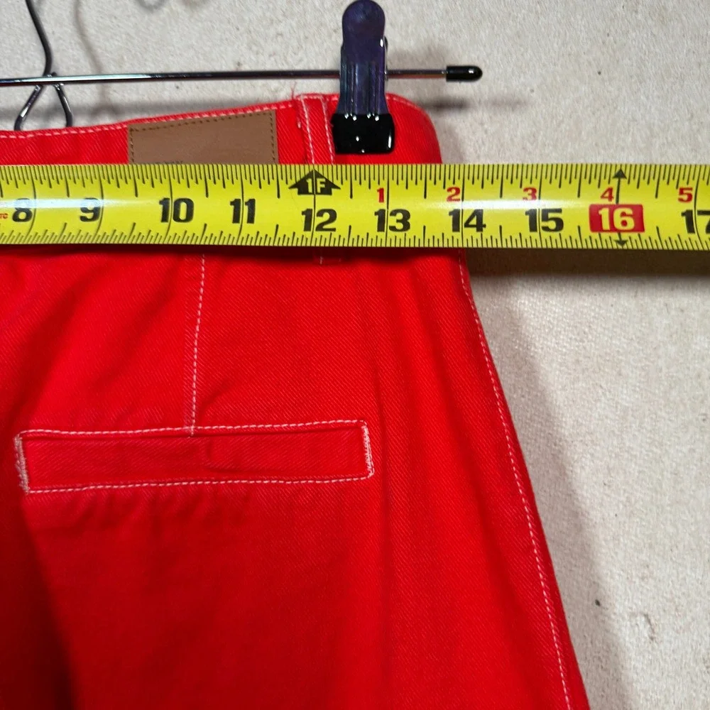 Zara Red Cropped Wide Leg Pants High Waisted Statement Trousers‎ Women's Size S - Picture 12 of 16